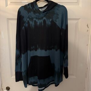 LuLaRoe Black and Teal Amber Hoodie